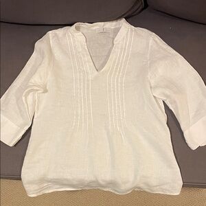 Chic White Women's Linen Tunic Top